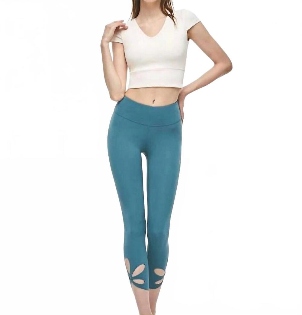 NEW MULA fiesta crop leggings in stone-blue